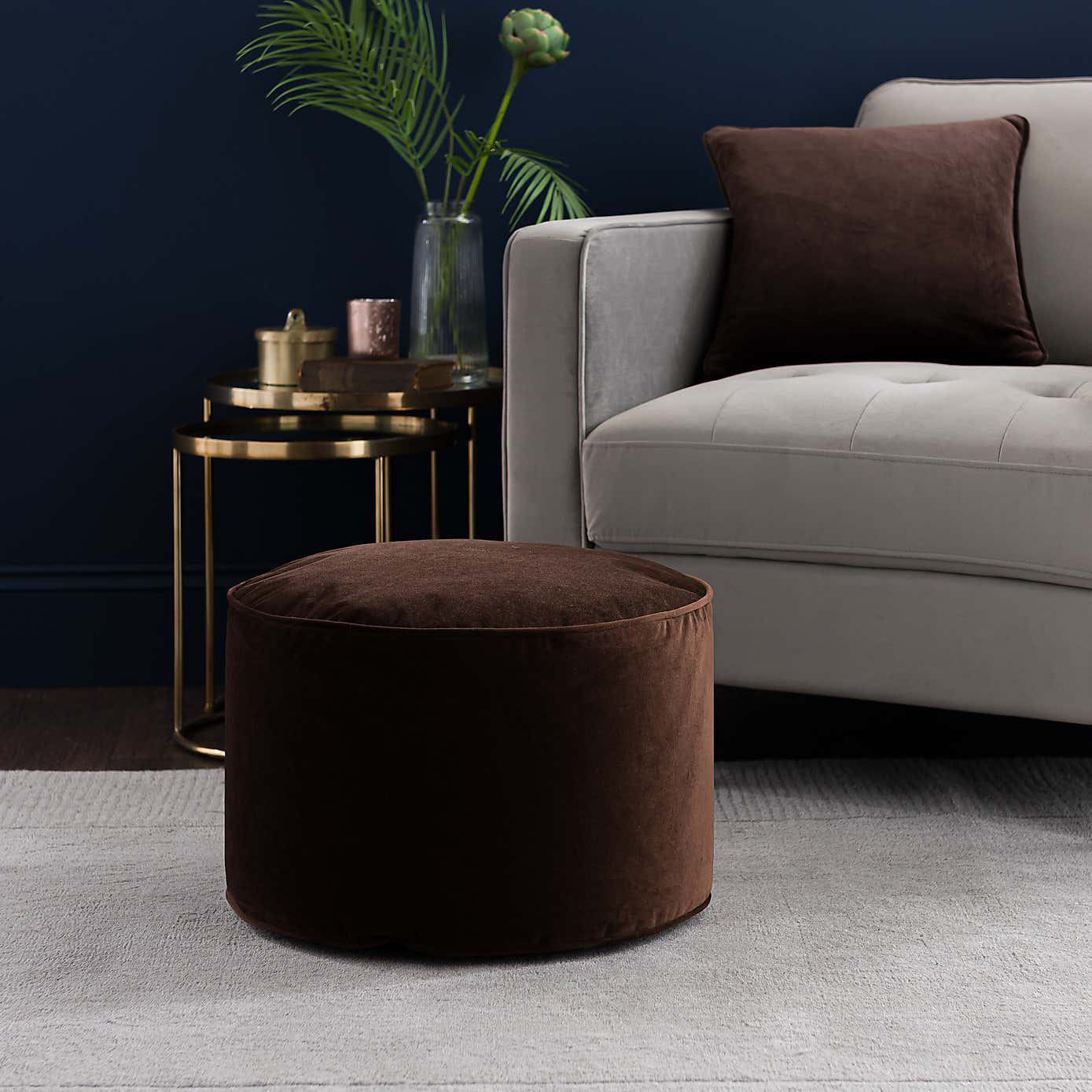 Eliza Velvet Old Gold Pouffe