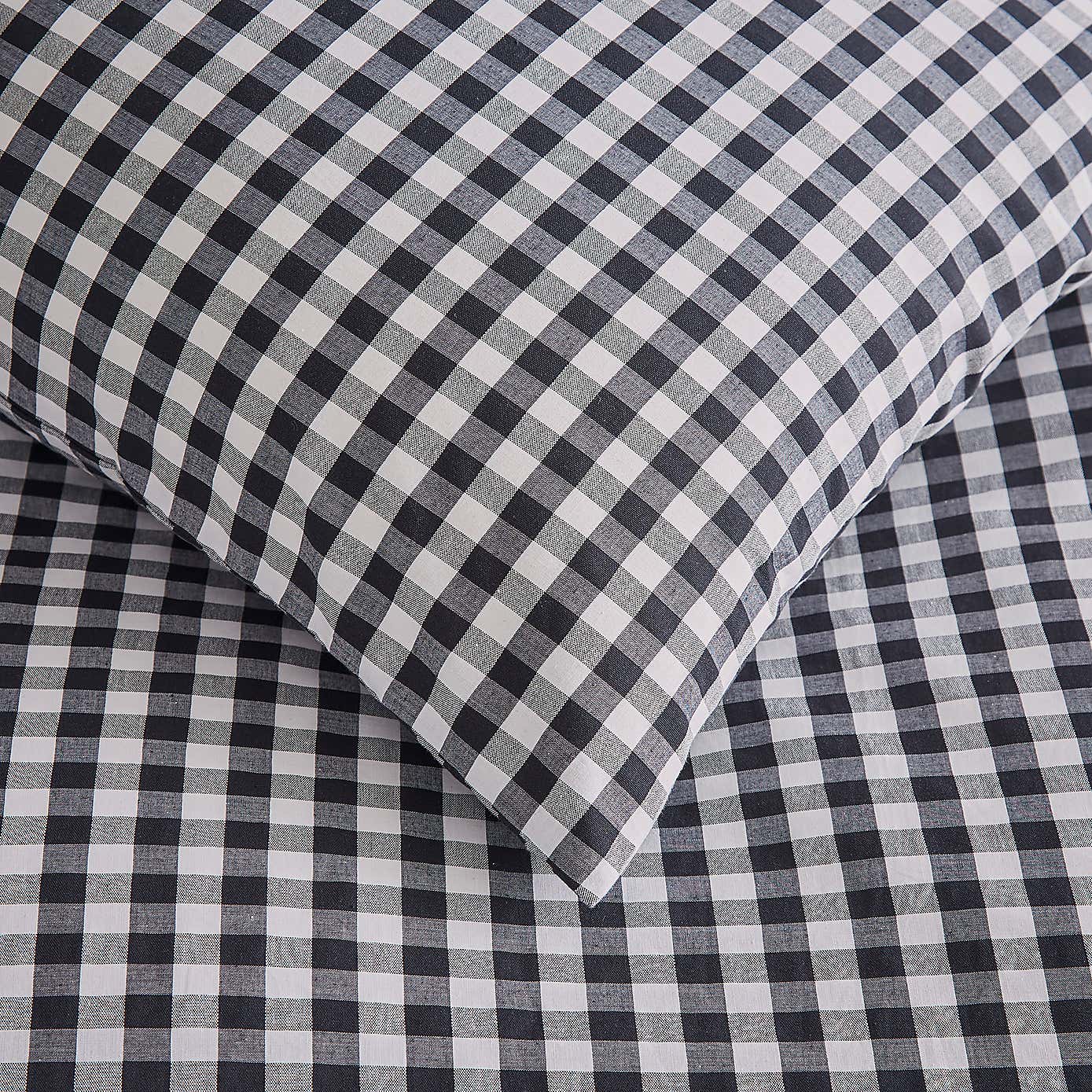 Portloe Gingham Woven Cotton Fitted Sheet