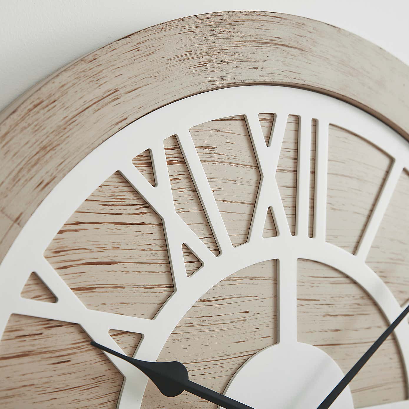 Washed Wooden Wall Clock 60cm