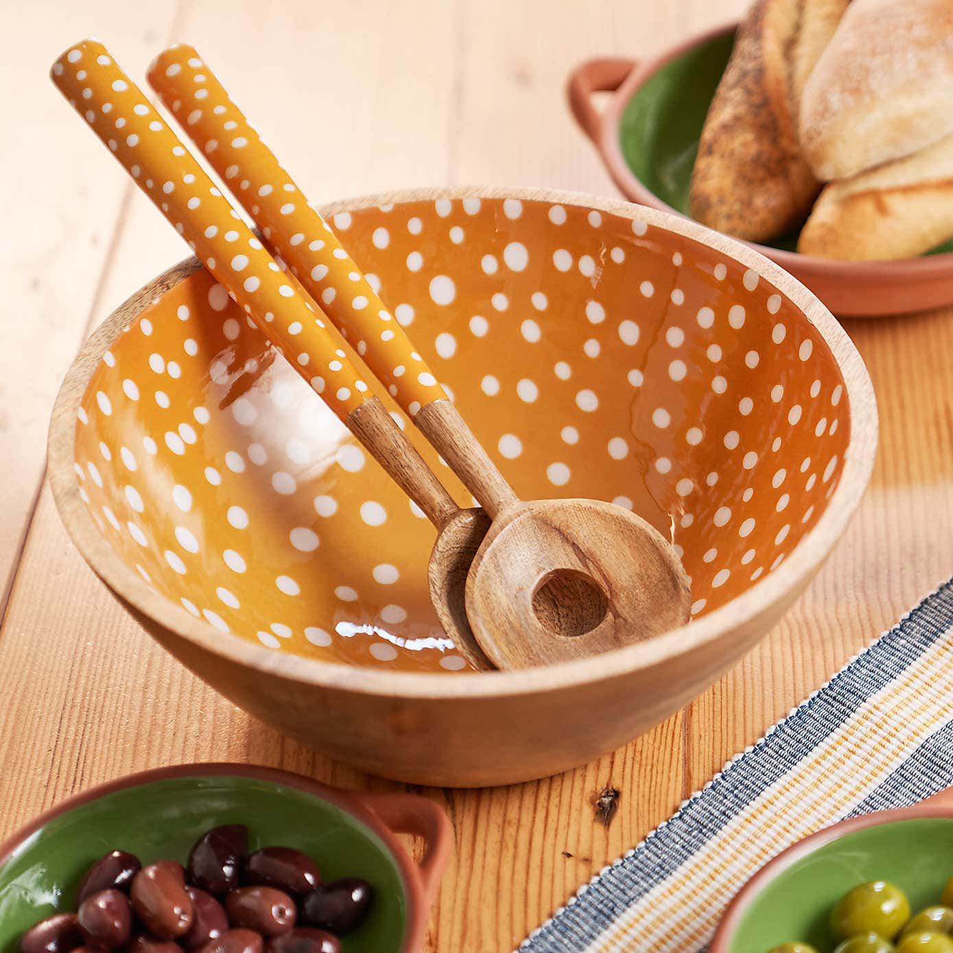 Dexam Sintra Mango Wood Spotted Salad Bowl