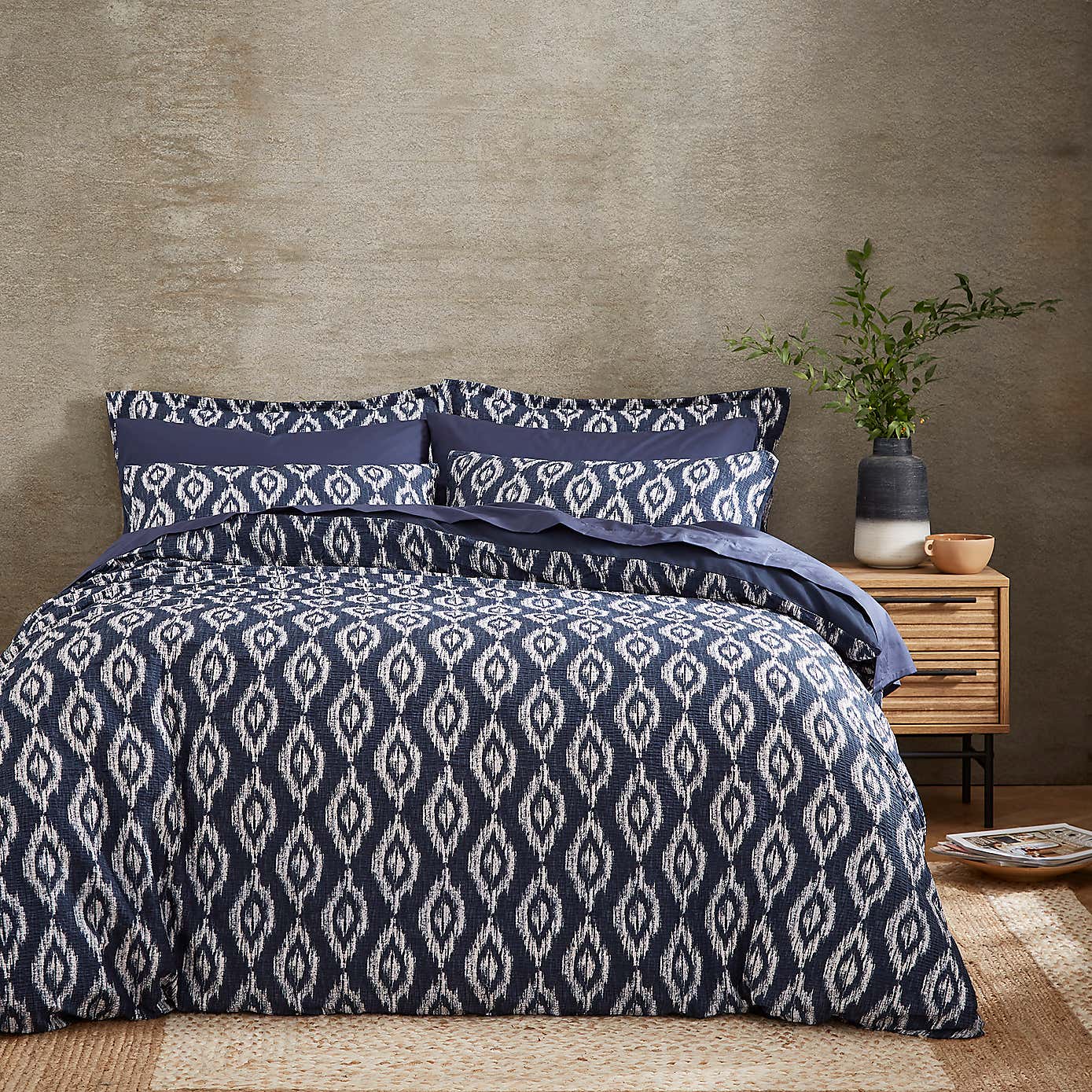 Ikat Seersucker Blue Oxford Pillowcase