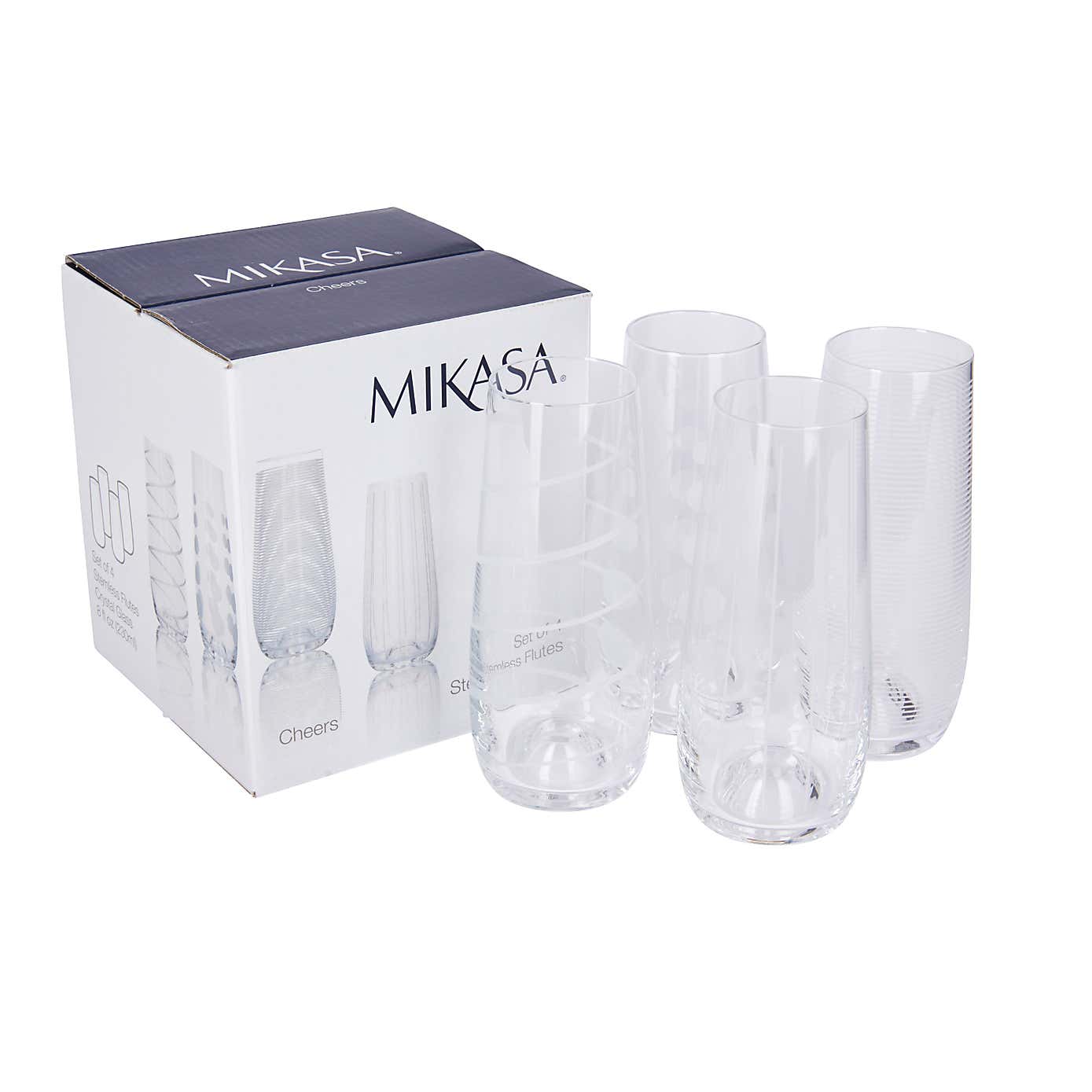 Mikasa Cheers Set of 4 Stemless Flutes
