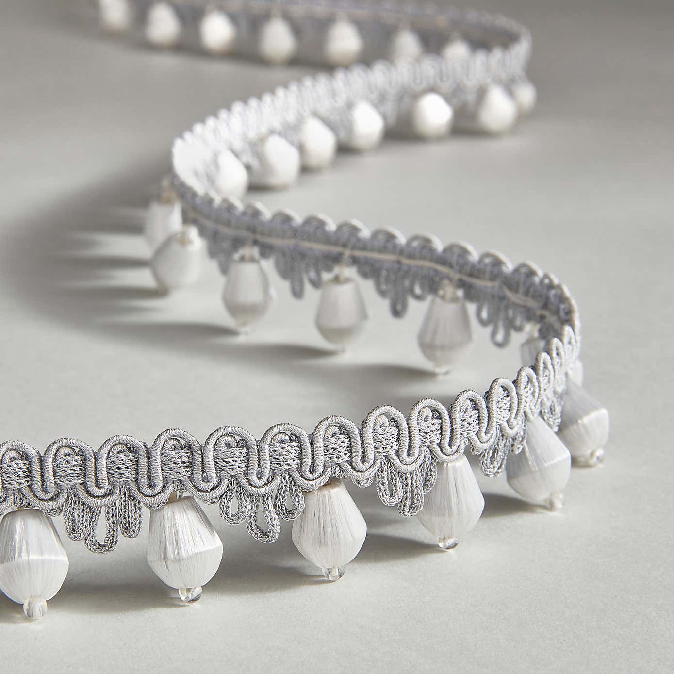 Metallic Pear Drop Silver Trim