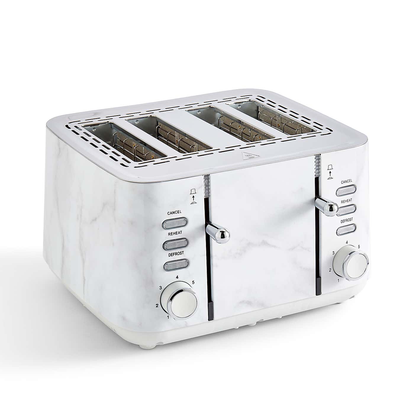 White Marble 4 Slice 1.5KW Toaster