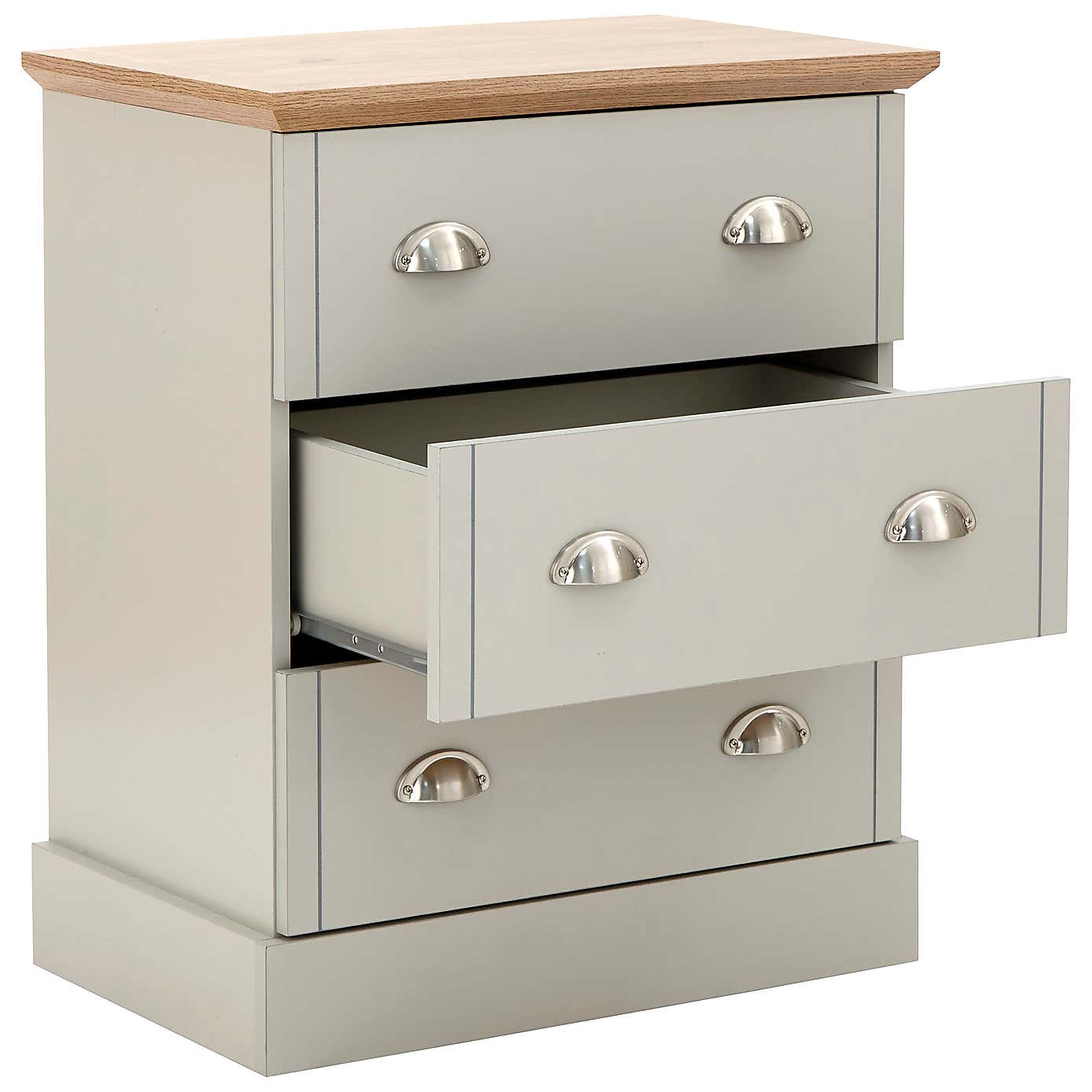 Kendal 3 Drawer Chest, Grey