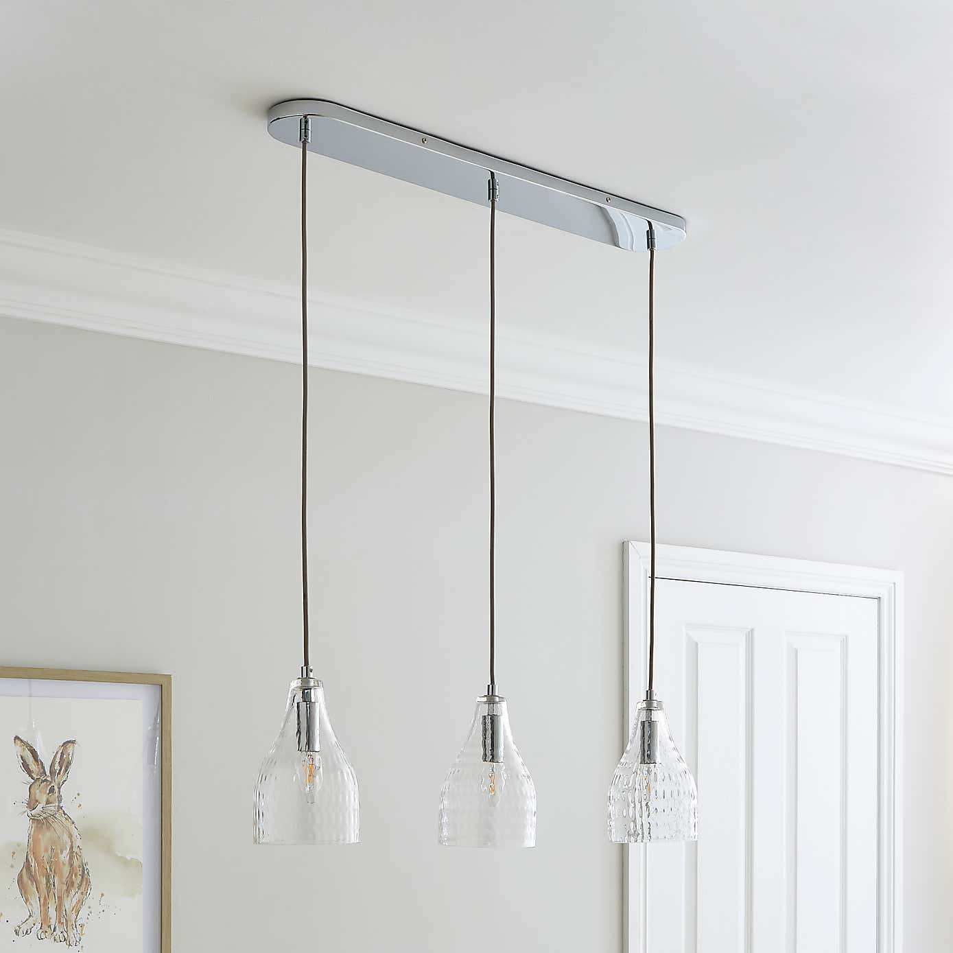 Hannam Recycled Glass 3 Light Diner Ceiling Fitting