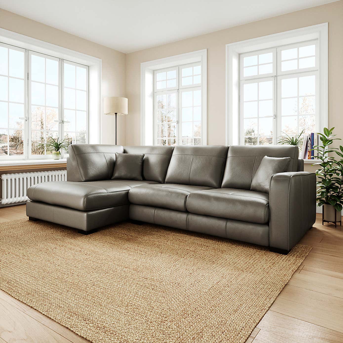 Carson Classic Leather Large Corner Chaise Sofa