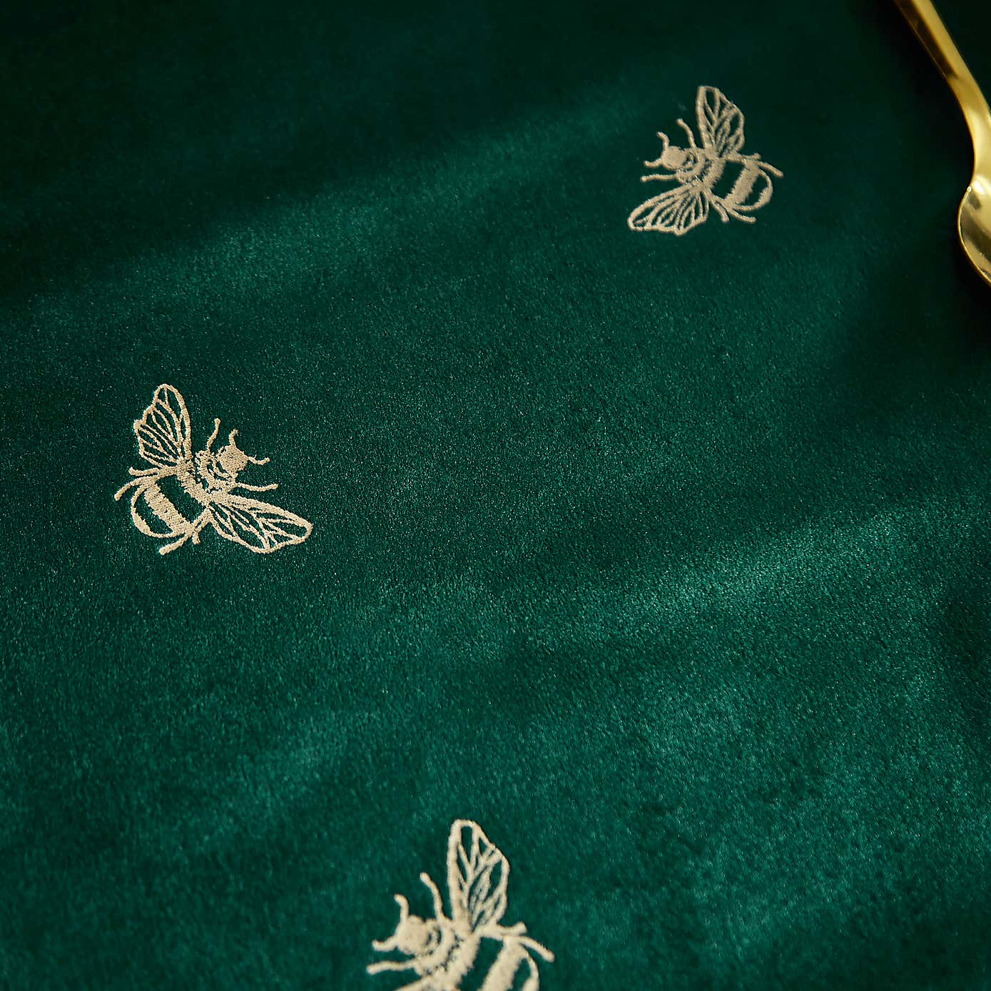 Bees Velvet Green Table Runner 35cm x 178cm