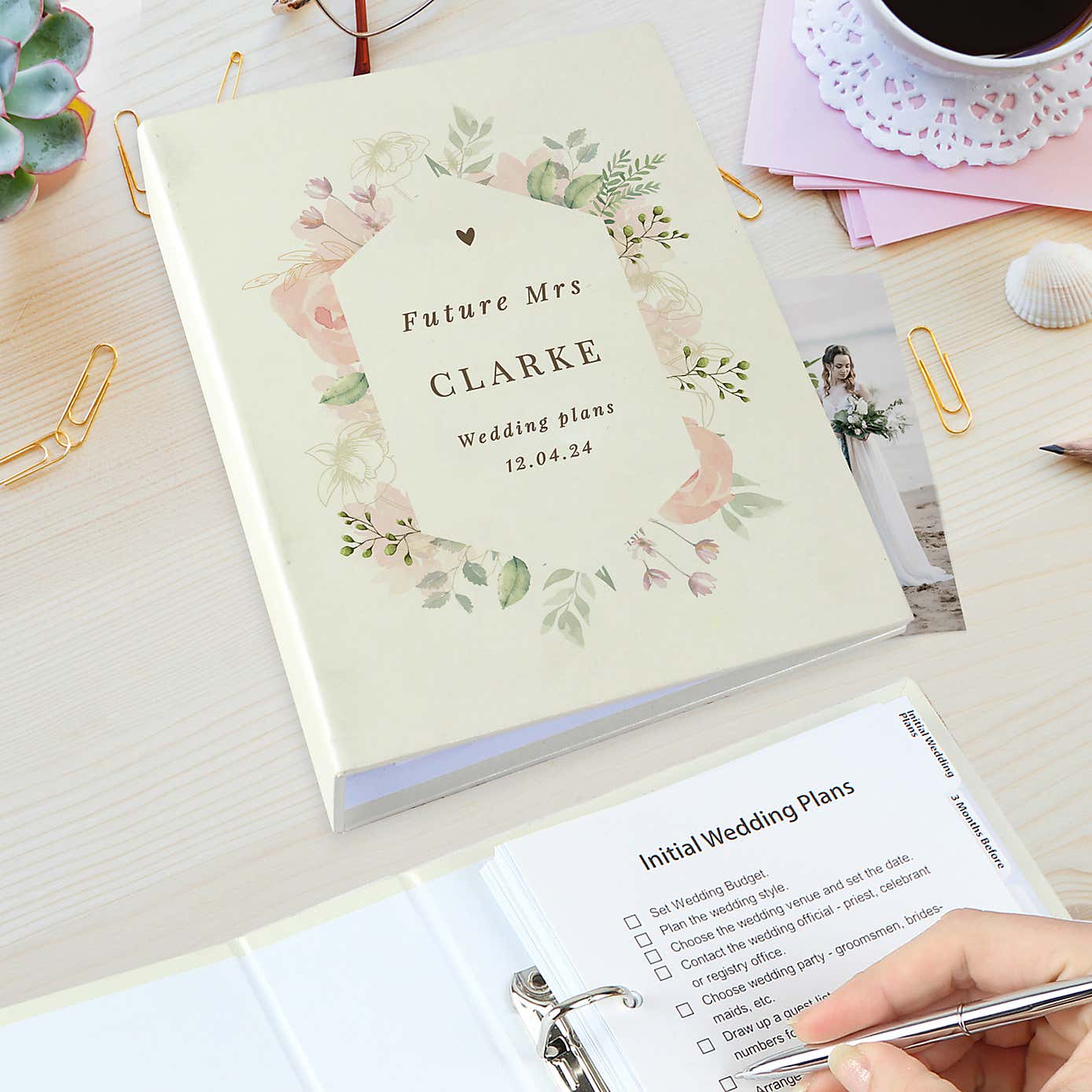 Personalised Floral Watercolour Wedding Planner