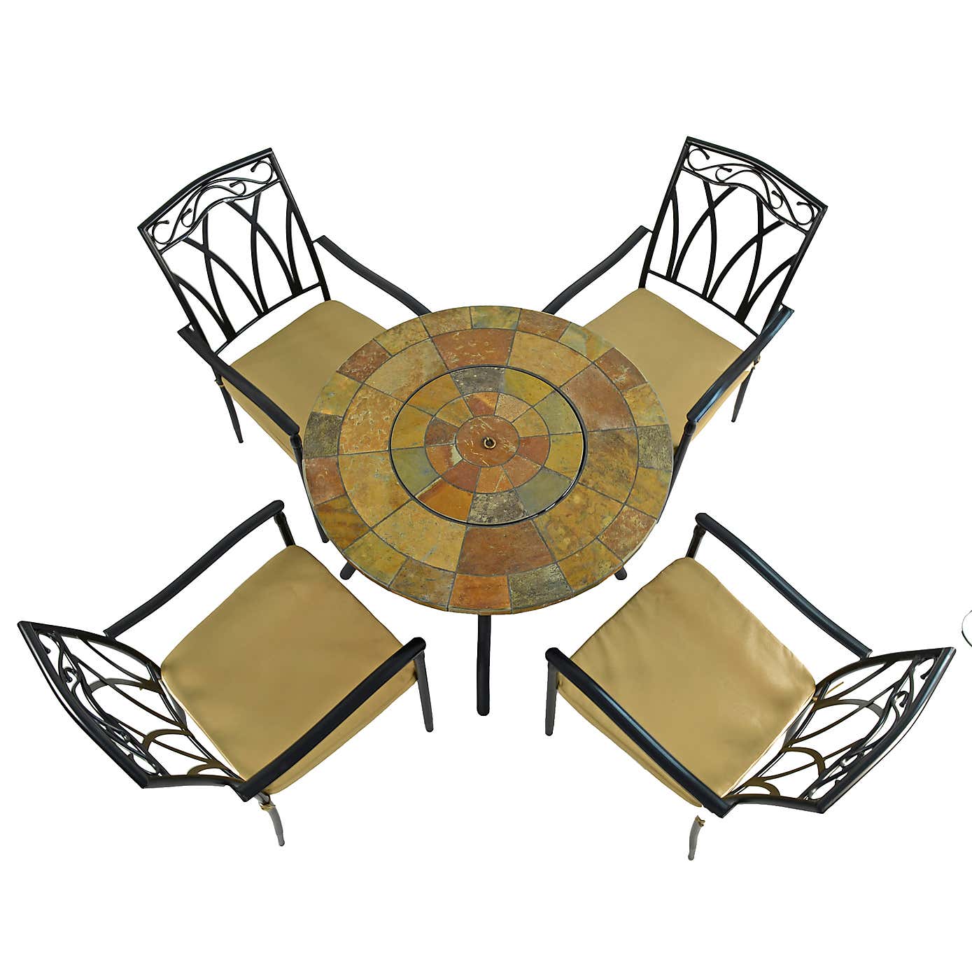 Bayfield Firepit 89cm Table with 4 Ascot Chairs Set