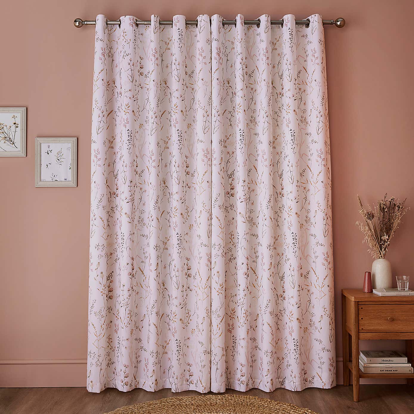 Freya Stem Floral Cotton Eyelet Curtains