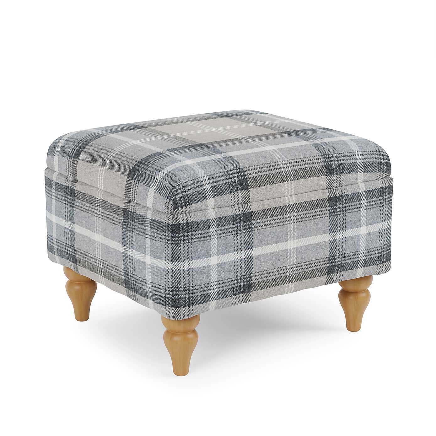 Oswald Check Storage Footstool Tapered Leg