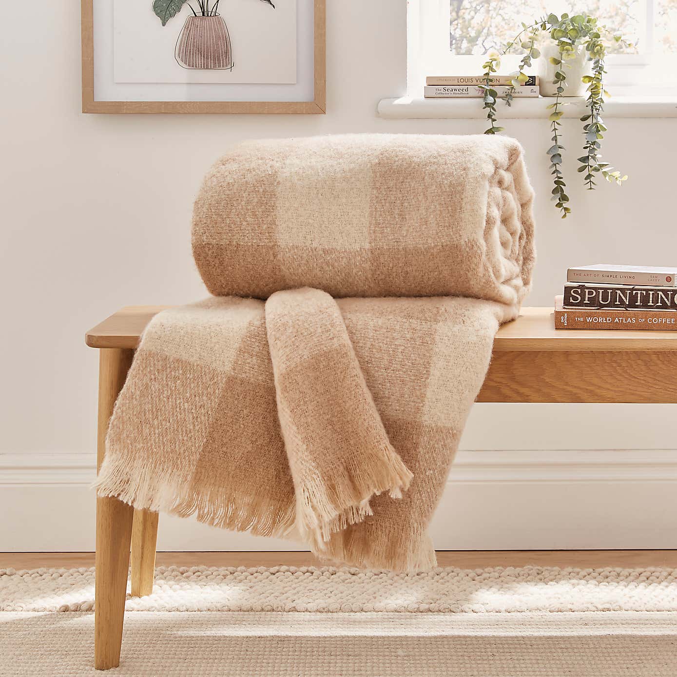 Cabin Check Faux Mohair Throw 235cm x 235cm