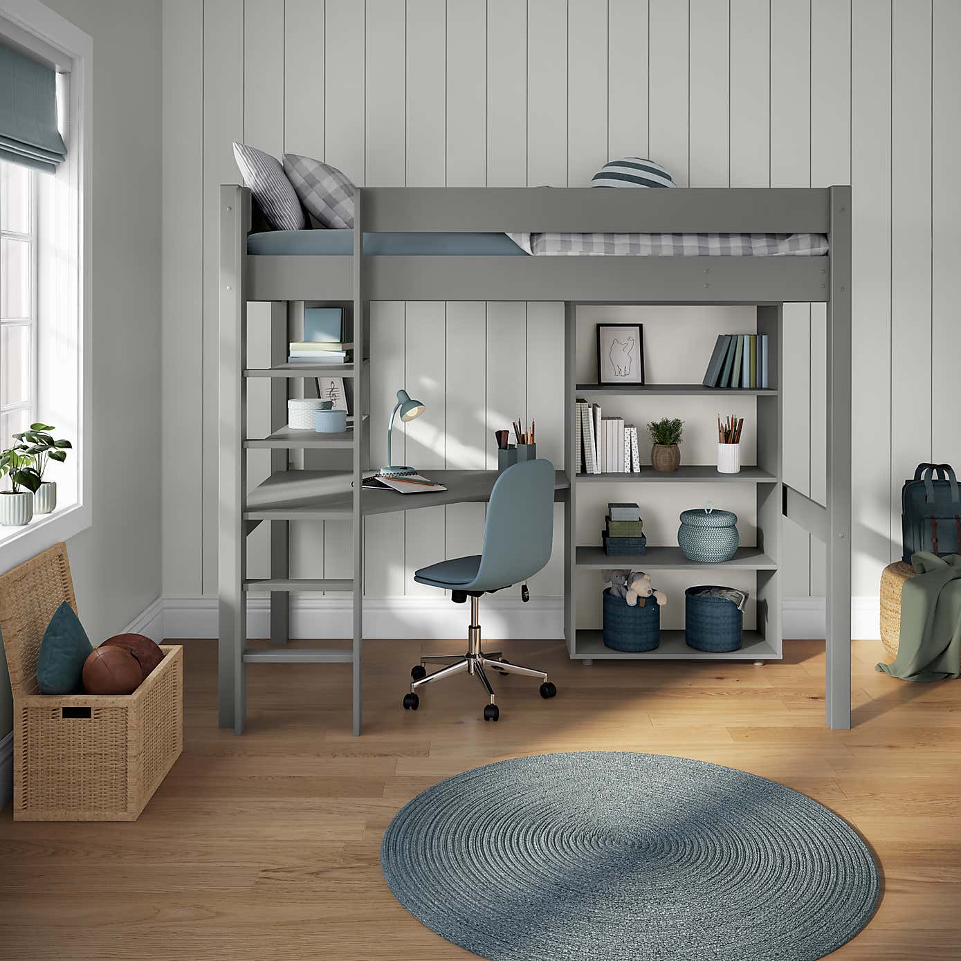 Stompa Classic Highsleeper with Desk and Bookcase