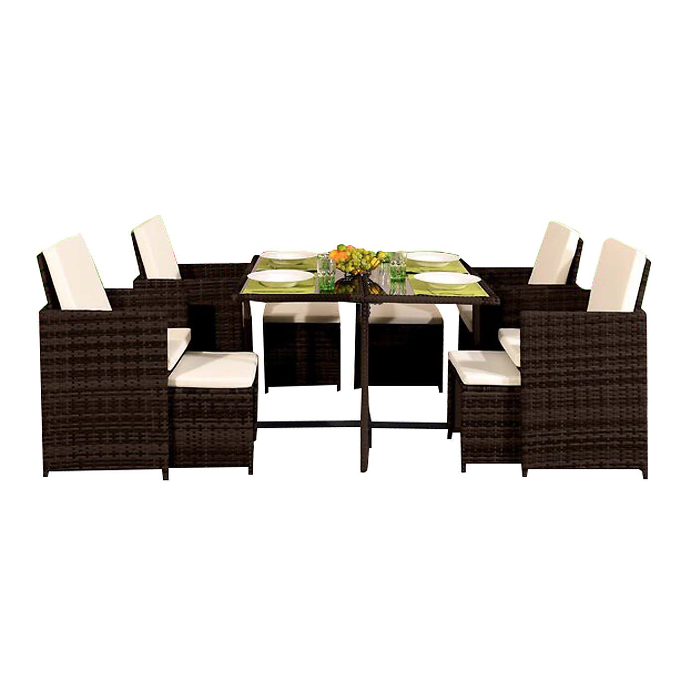 Cannes 8 Seater Brown Cube Set