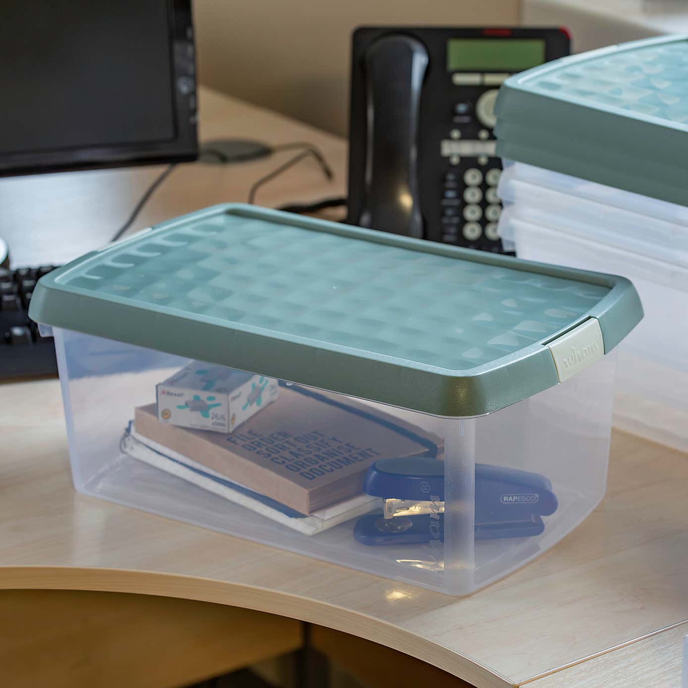 Wham Clip Pack of 4 Rectangle Storage Boxes With Lids