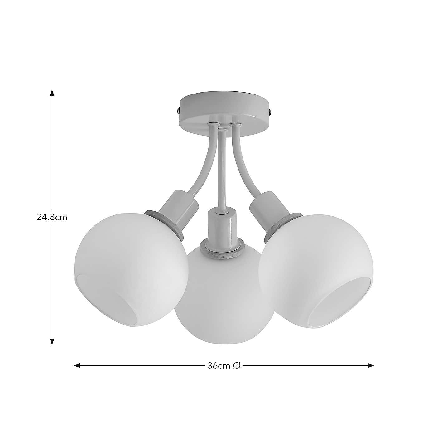 Elements Bailey 3 Light Flush Ceiling Light