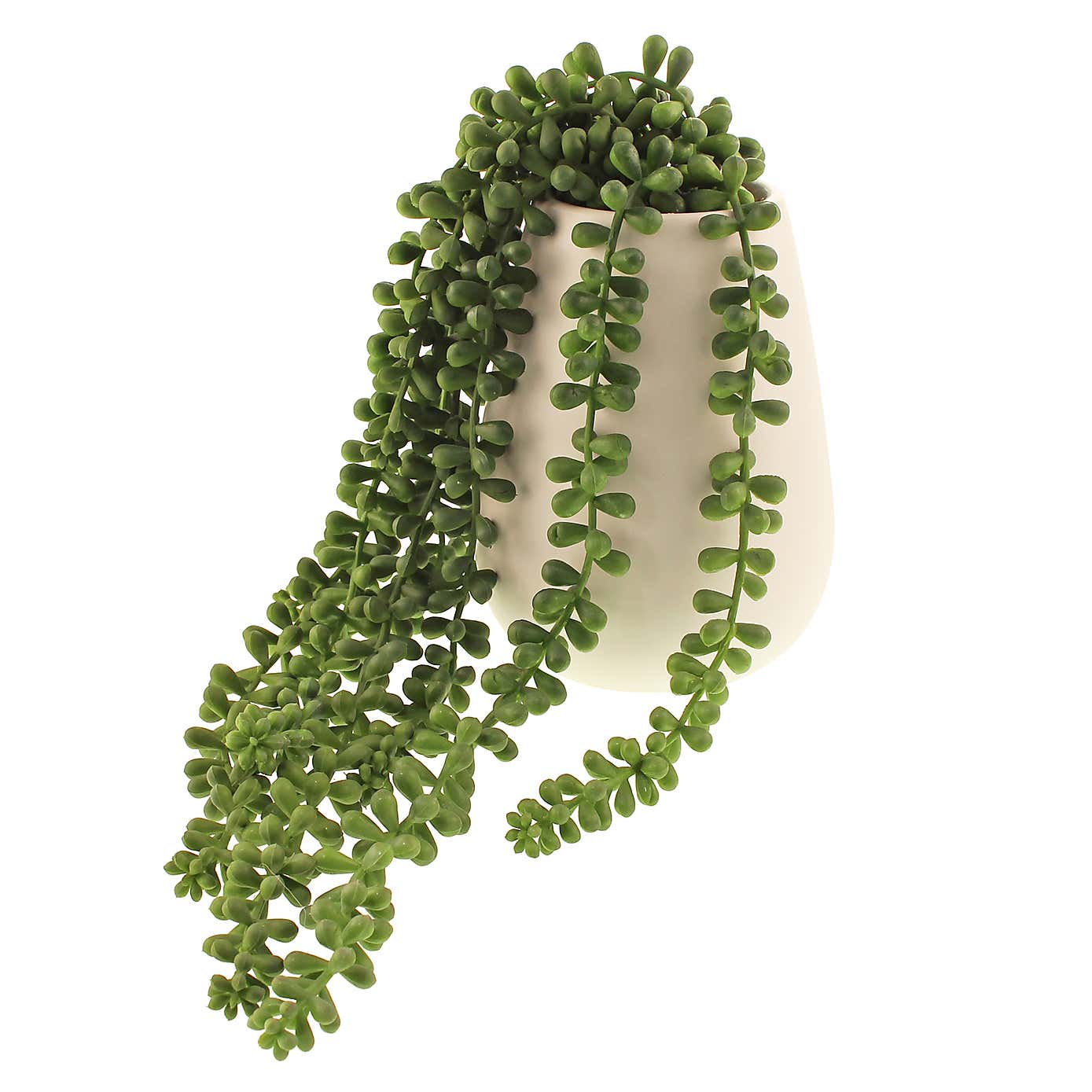 Artificial String of Pearls in White Ceramic Plant Pot