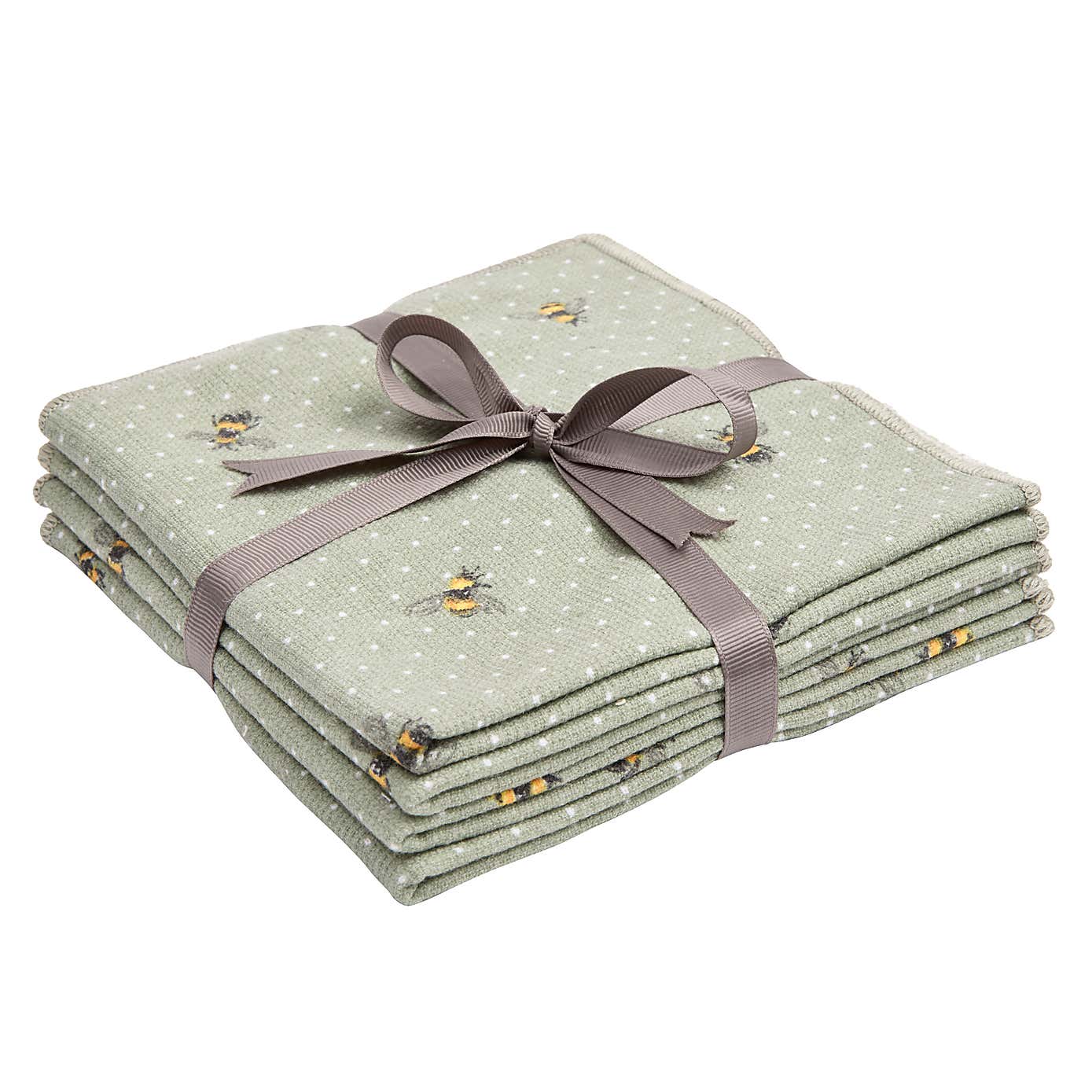 Pack of 4 Sage Bee Dishcloths