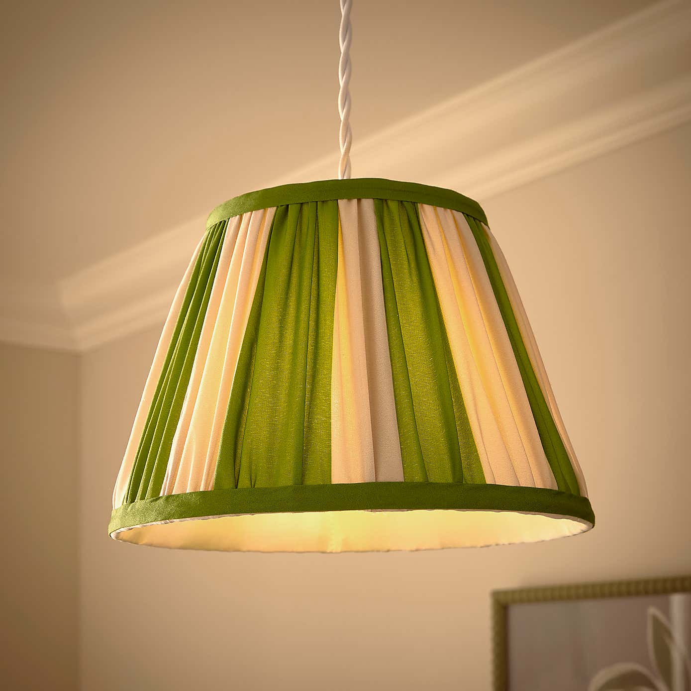 Pride & Joy Green Stripe Candle Lamp Shade