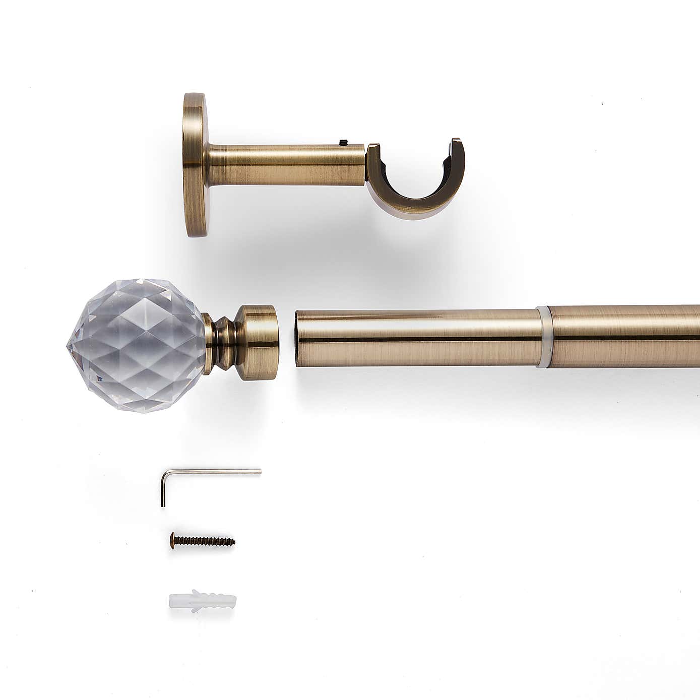 Faceted Ball Extendable Metal Eyelet Curtain Pole