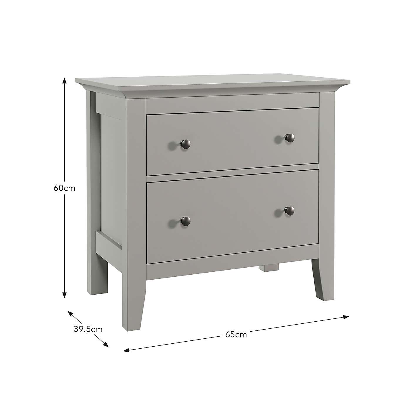 Lynton 2 Drawer Wide Bedside Table