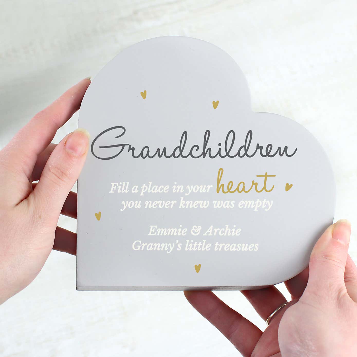 Personalised Grandchildren Free Standing Heart Ornament