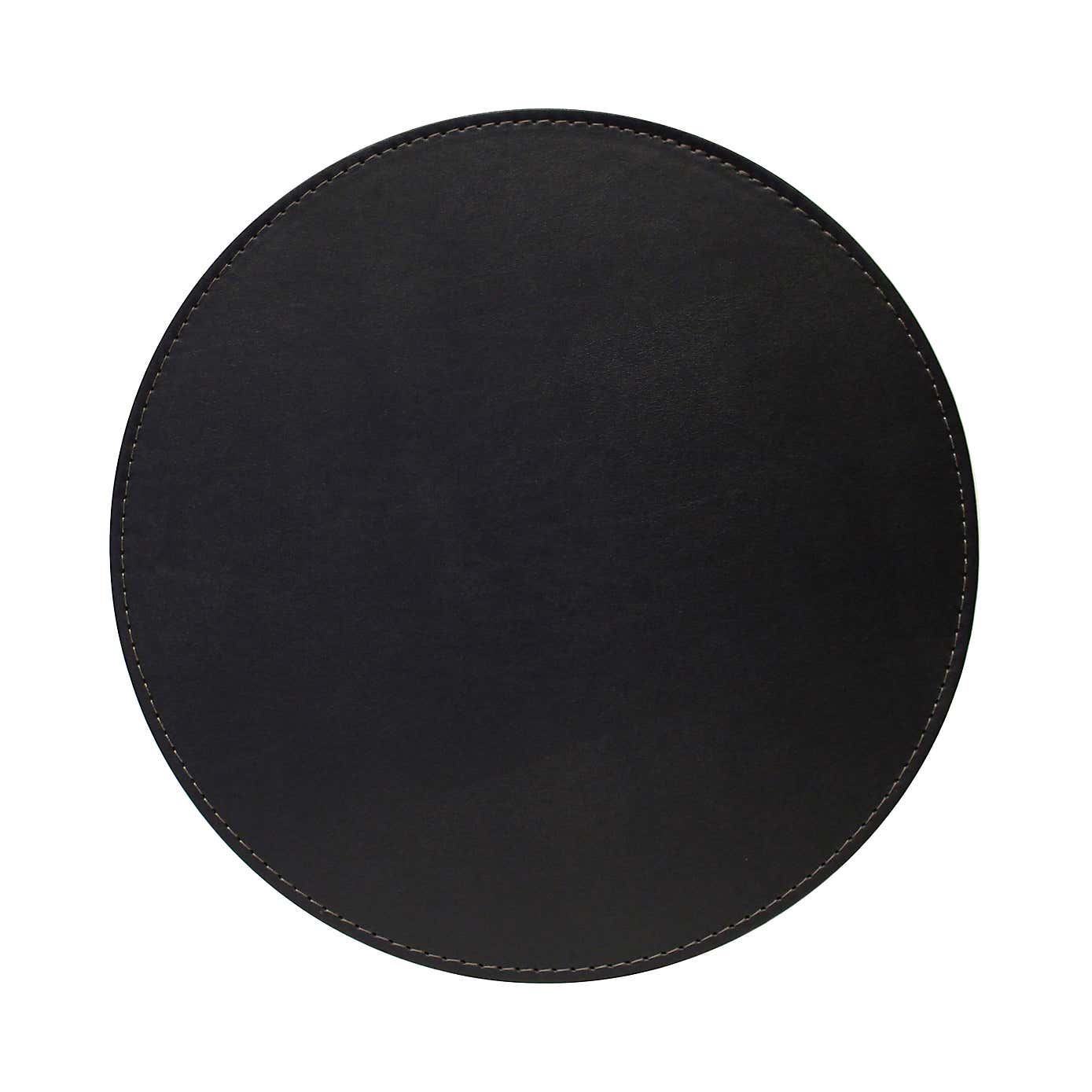 Set of 4 Black & Grey Faux Leather Reversible Round Placemats