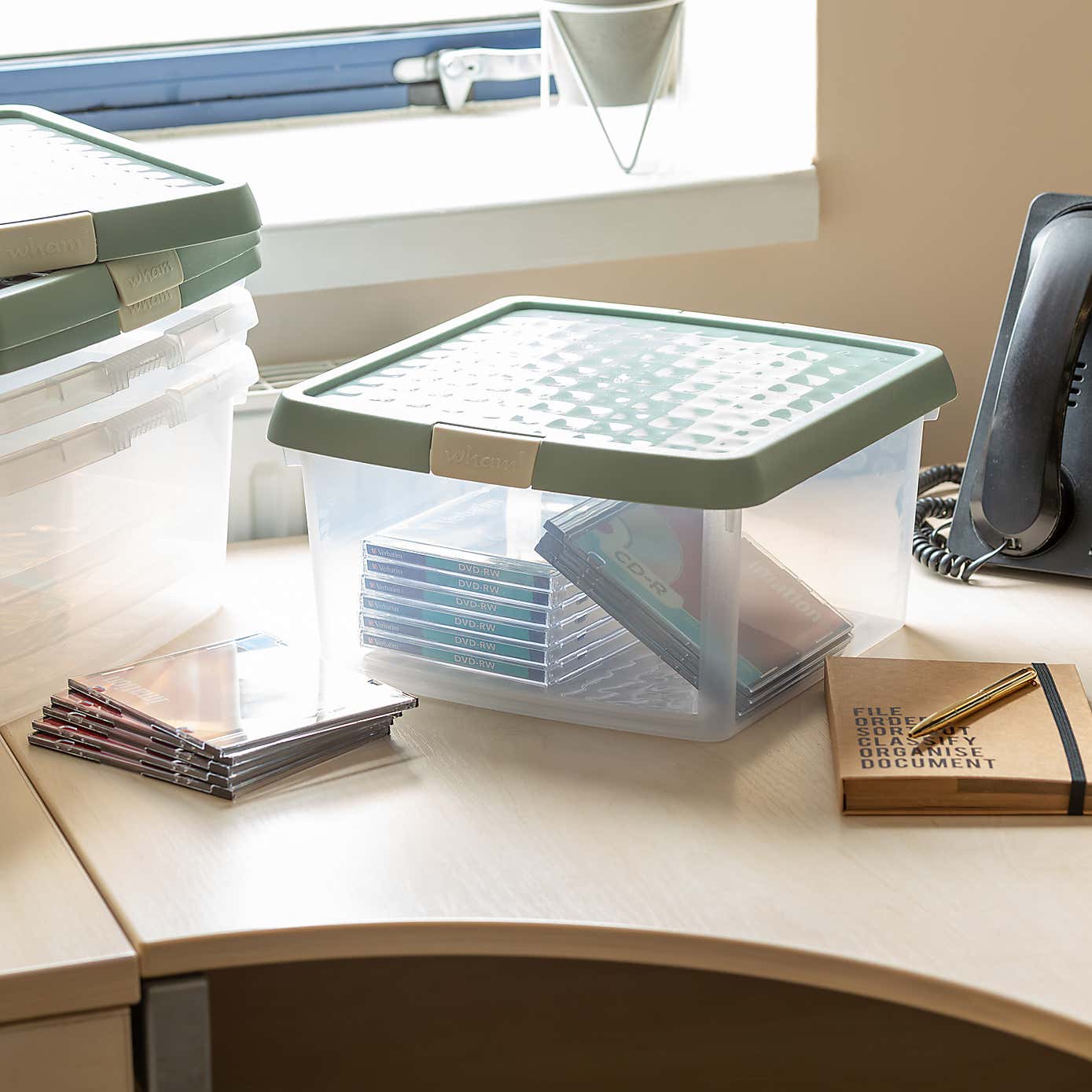 Wham Clip Pack of 4 Square Storage Boxes With Lids