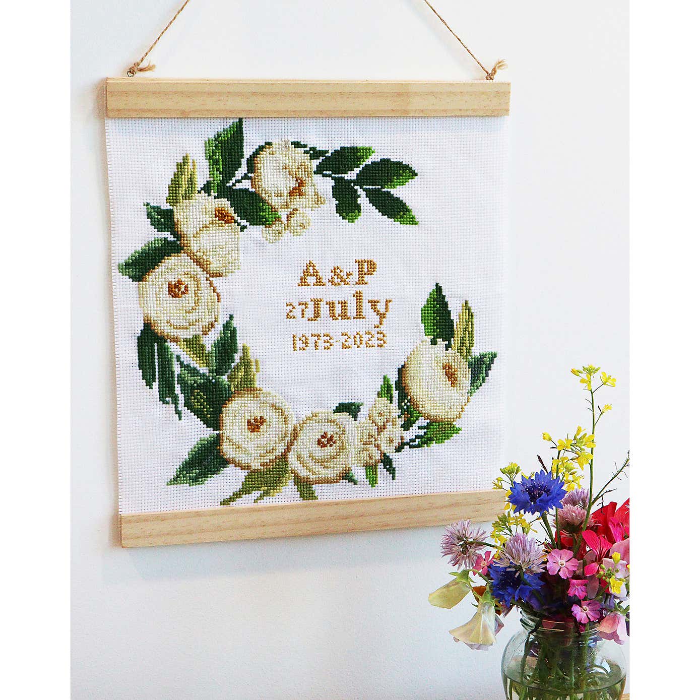 Cross Stitch Celebration Wreath
