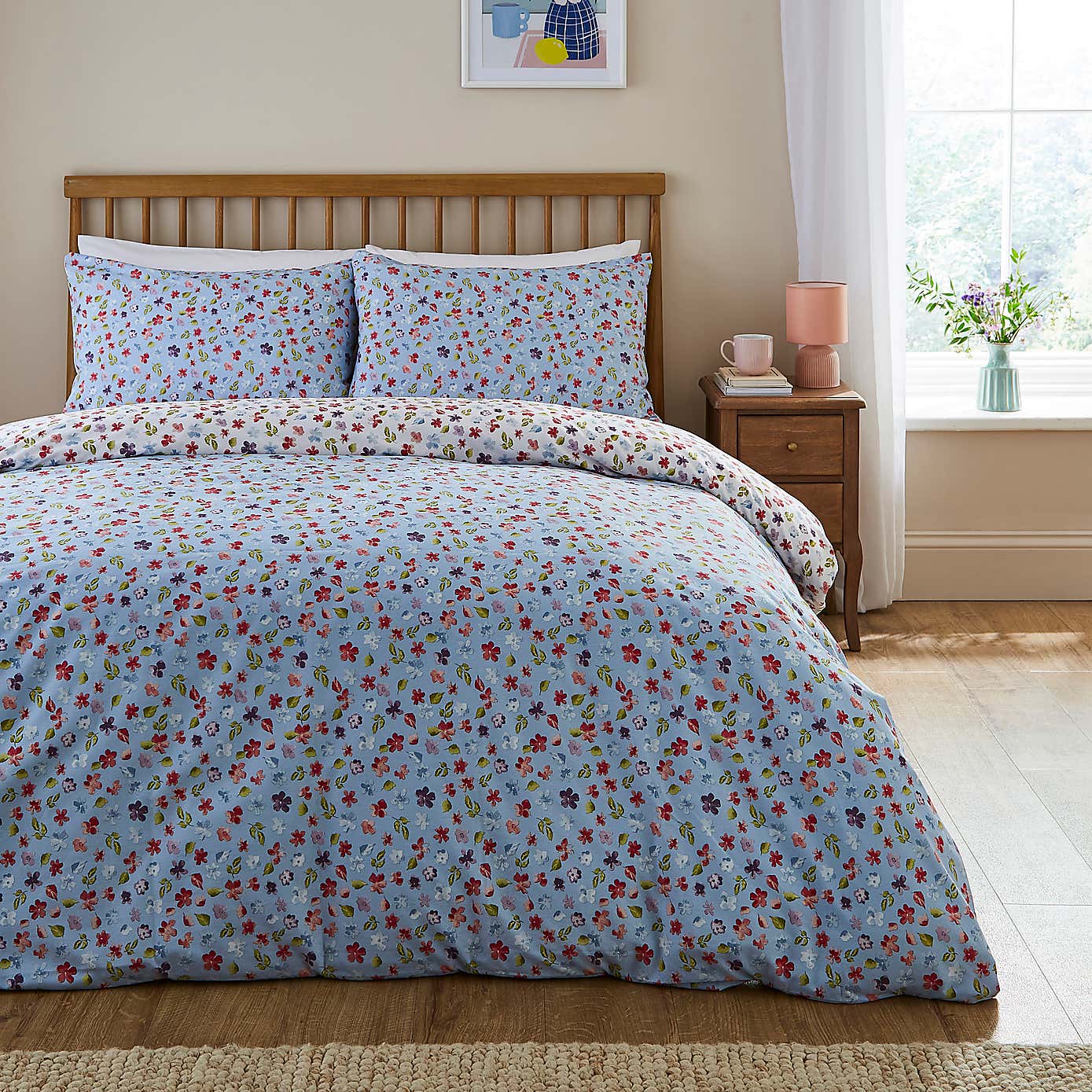 Hazel Floral Polycotton Duvet Cover & Pillowcase Set