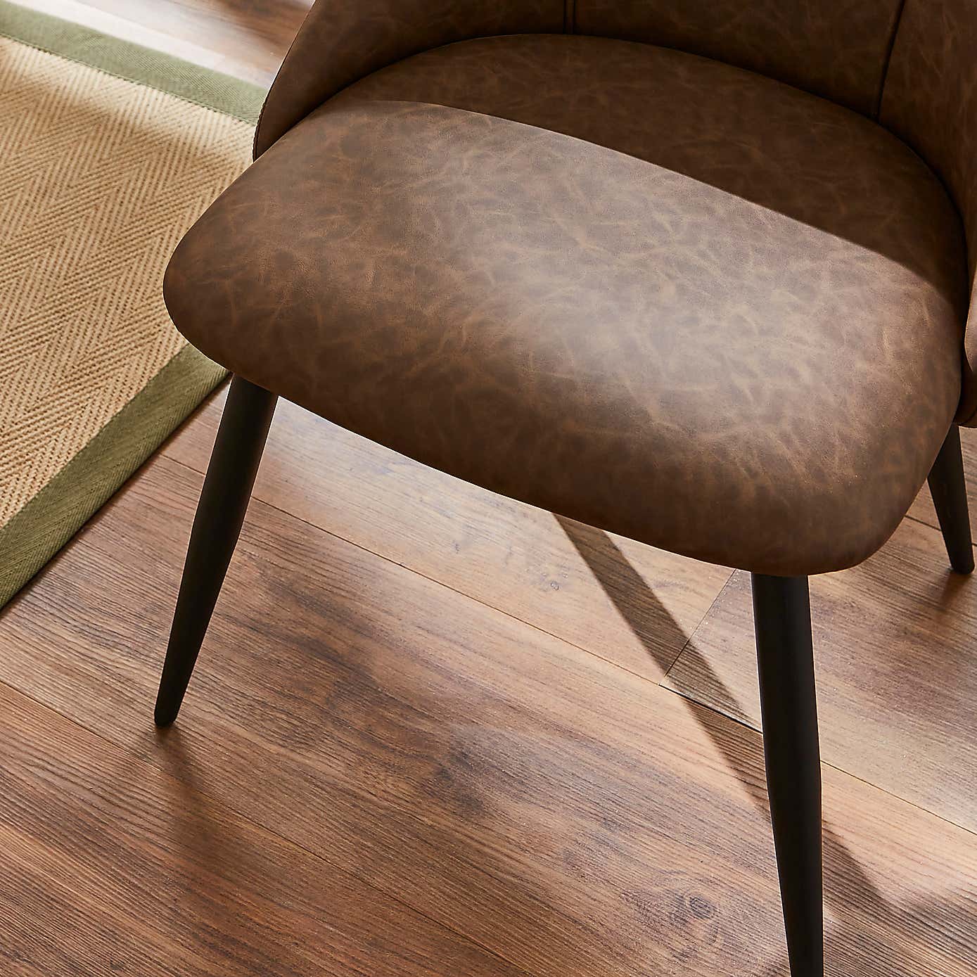 Luna Set of 2 Dining Chairs, Brown Faux Leather