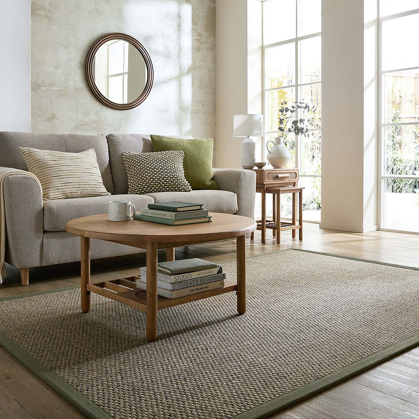 Sisal Look Washable Border Rug