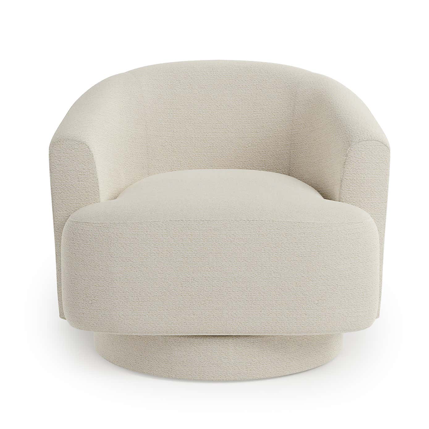 Carmen Curved Chunky Chenille Swivel Chair, Ivory