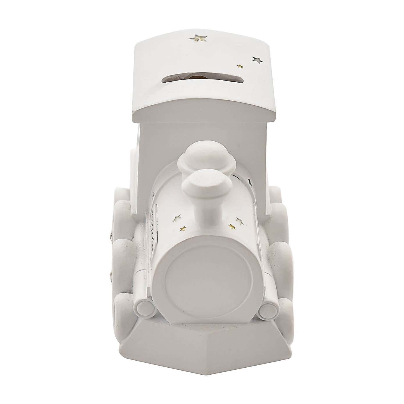 Bambino White Resin Money Box - Train