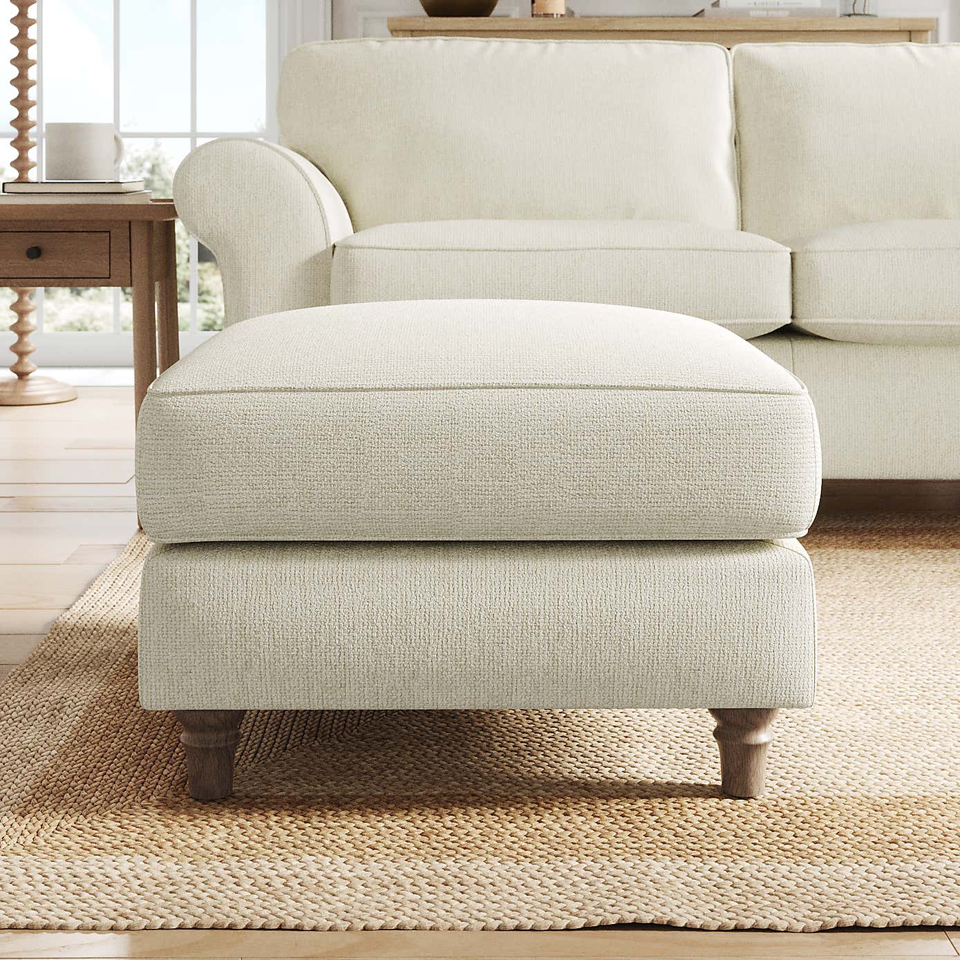 Flori Footstool, Chunky Chenille