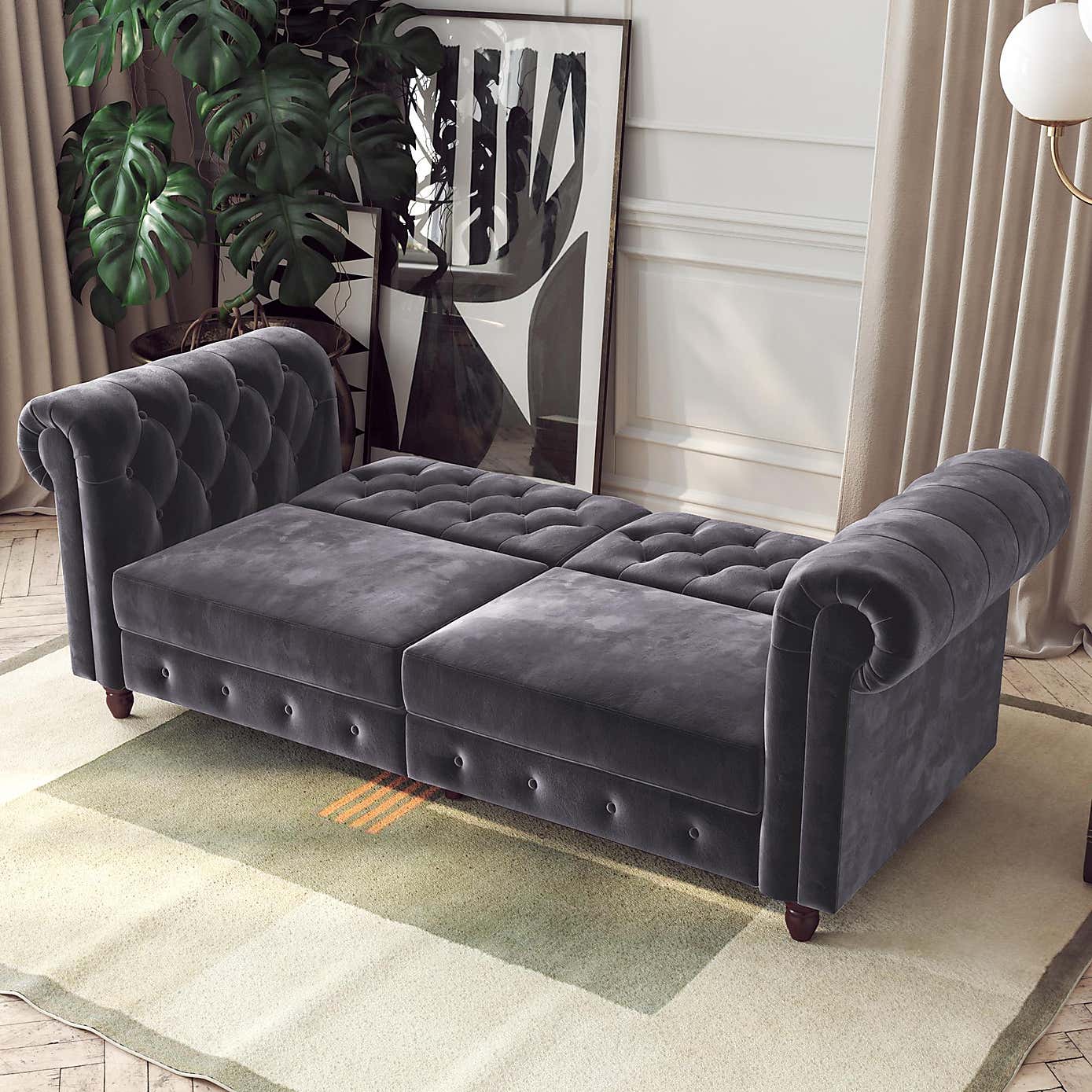 Felix Velvet Chesterfield Double Sofa Bed