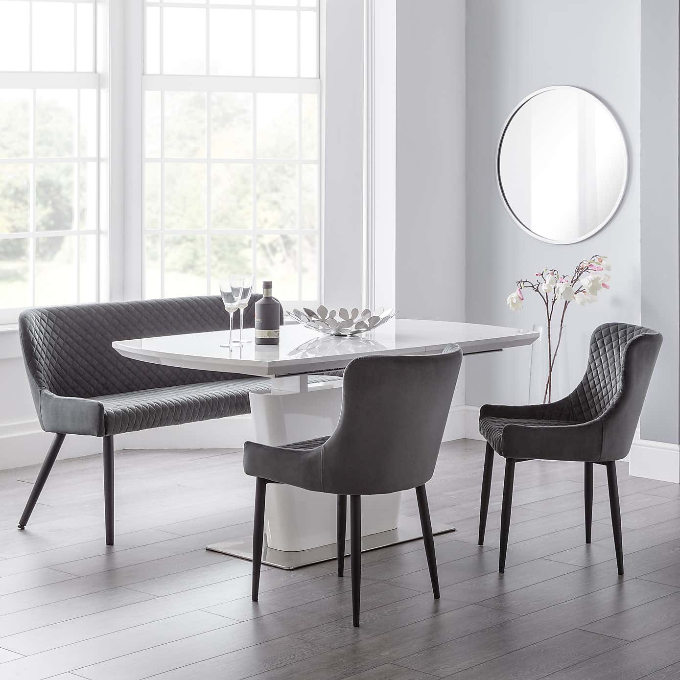 Como High Gloss Extendable Dining Table Grey