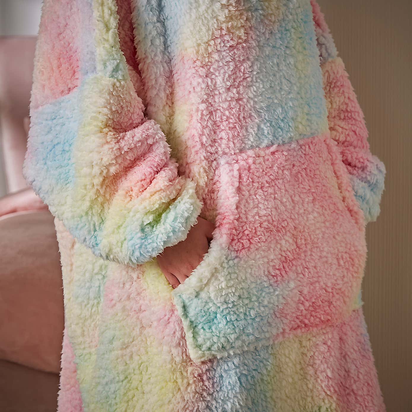 Printed Rainbow Fleece Oversized Blanket Hoodie