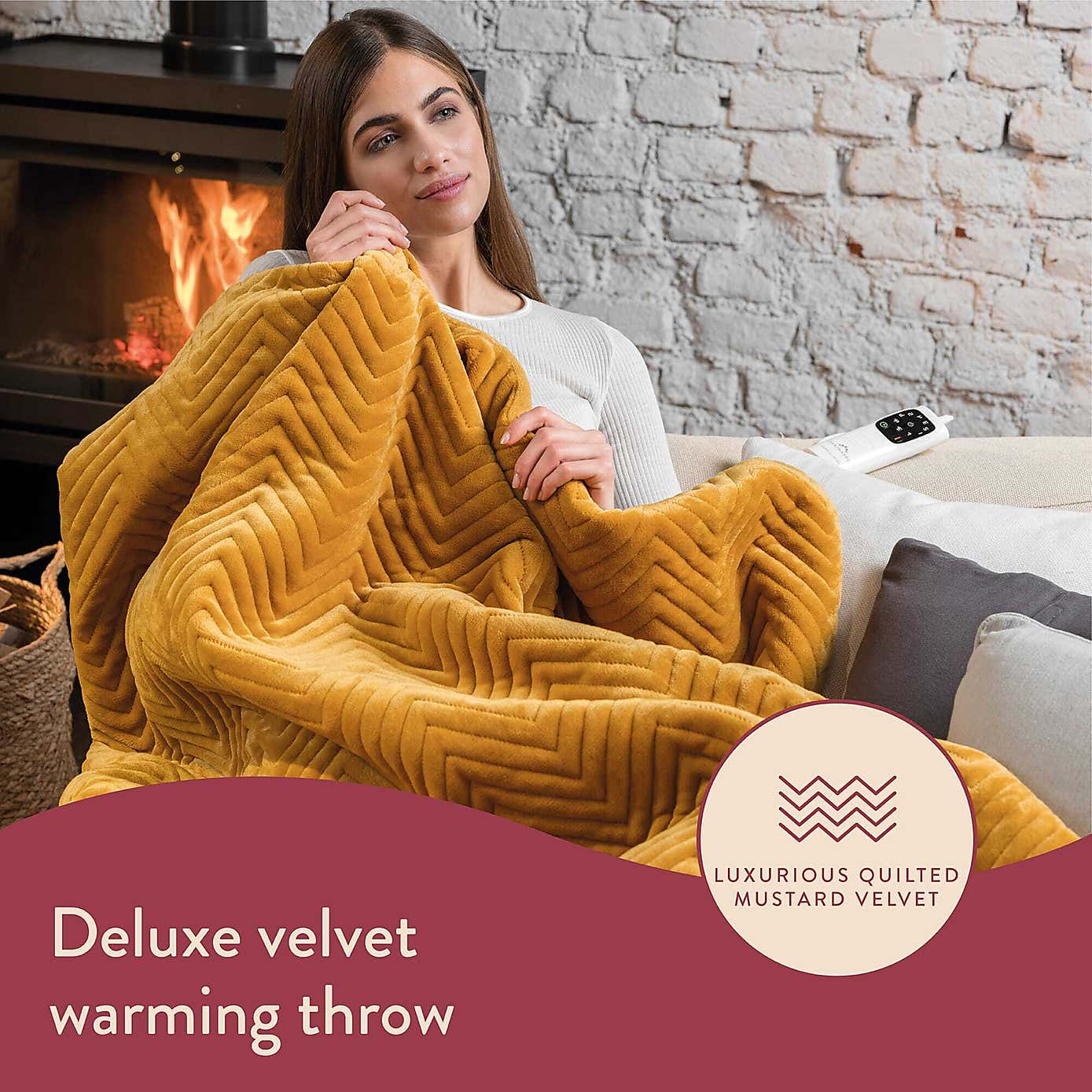 Herringbone Velvet Plush Throw