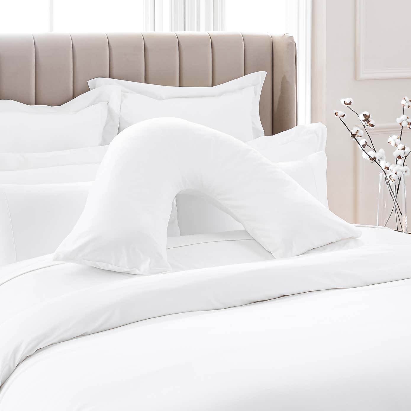 Dorma 300 Thread Count 100% Cotton Sateen Plain V-Shaped Pillowcase