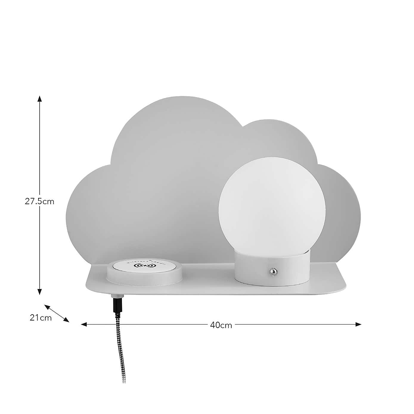 Rechargeable Touch Dimmable Wall Light with Cloud Shelf