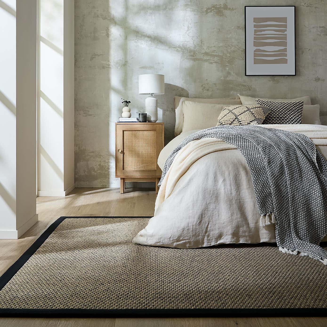 Sisal Look Washable Border Rug