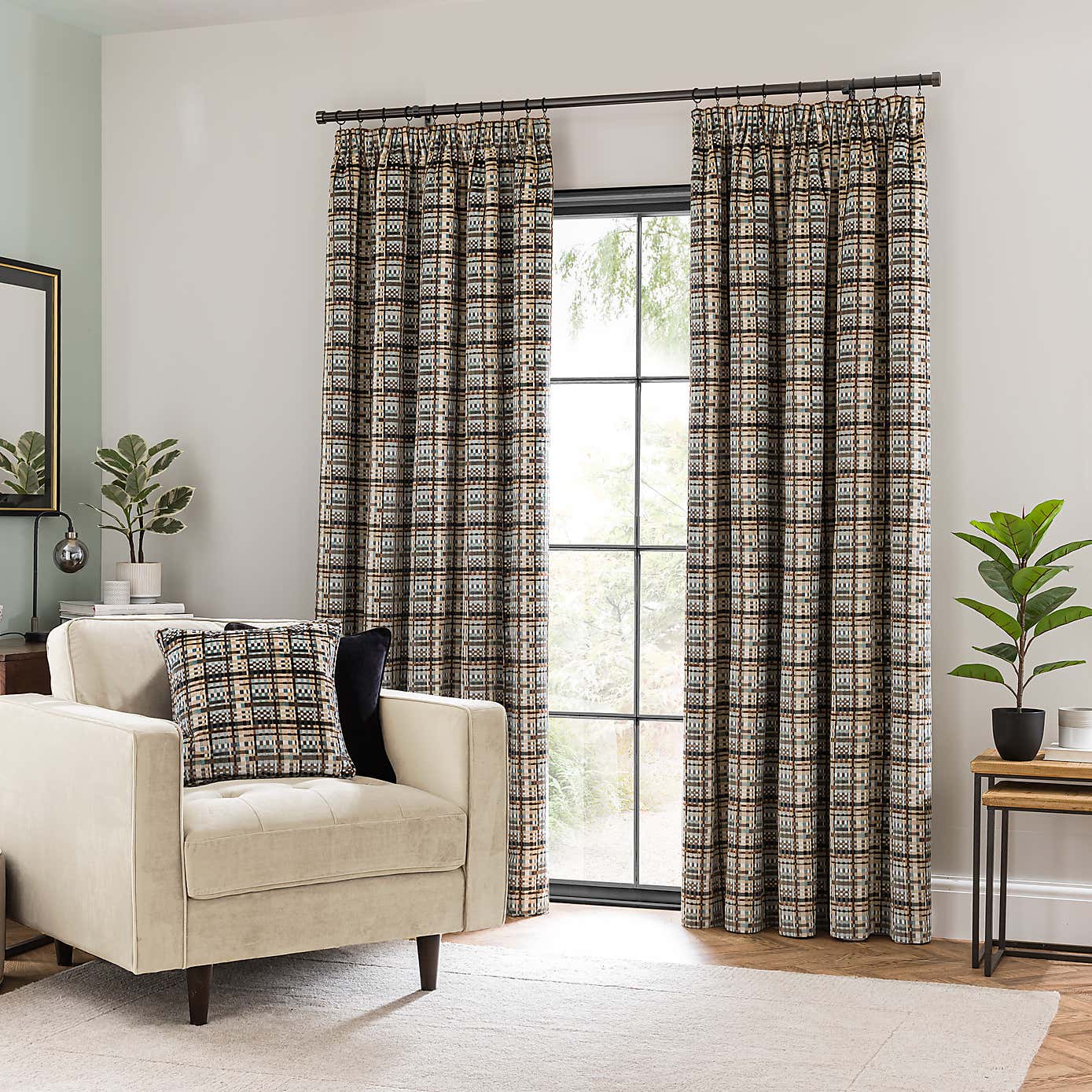 Roxana Cut Velvet Pencil Pleat Curtains