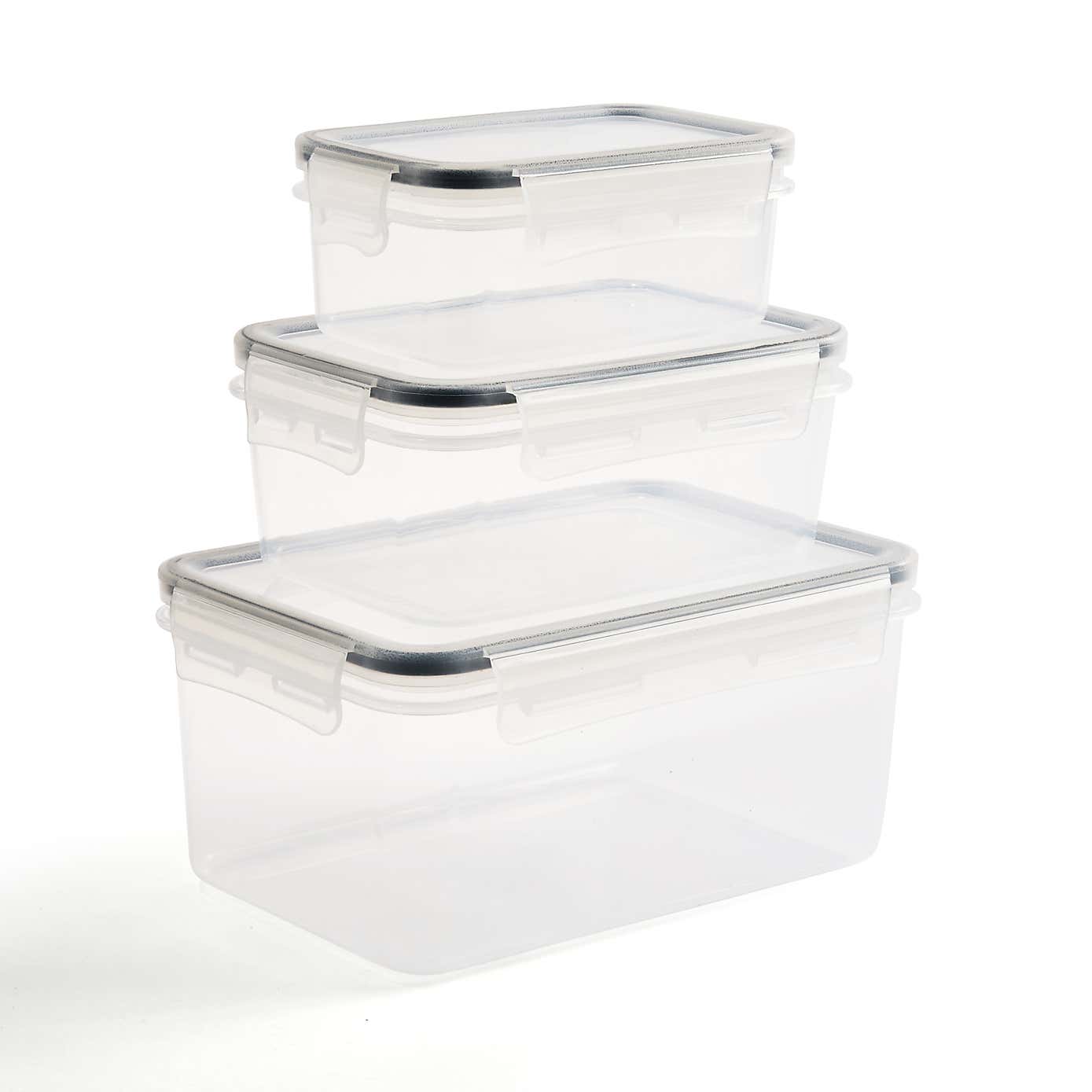 Set of 3 Clip Lock Rectangle Containers