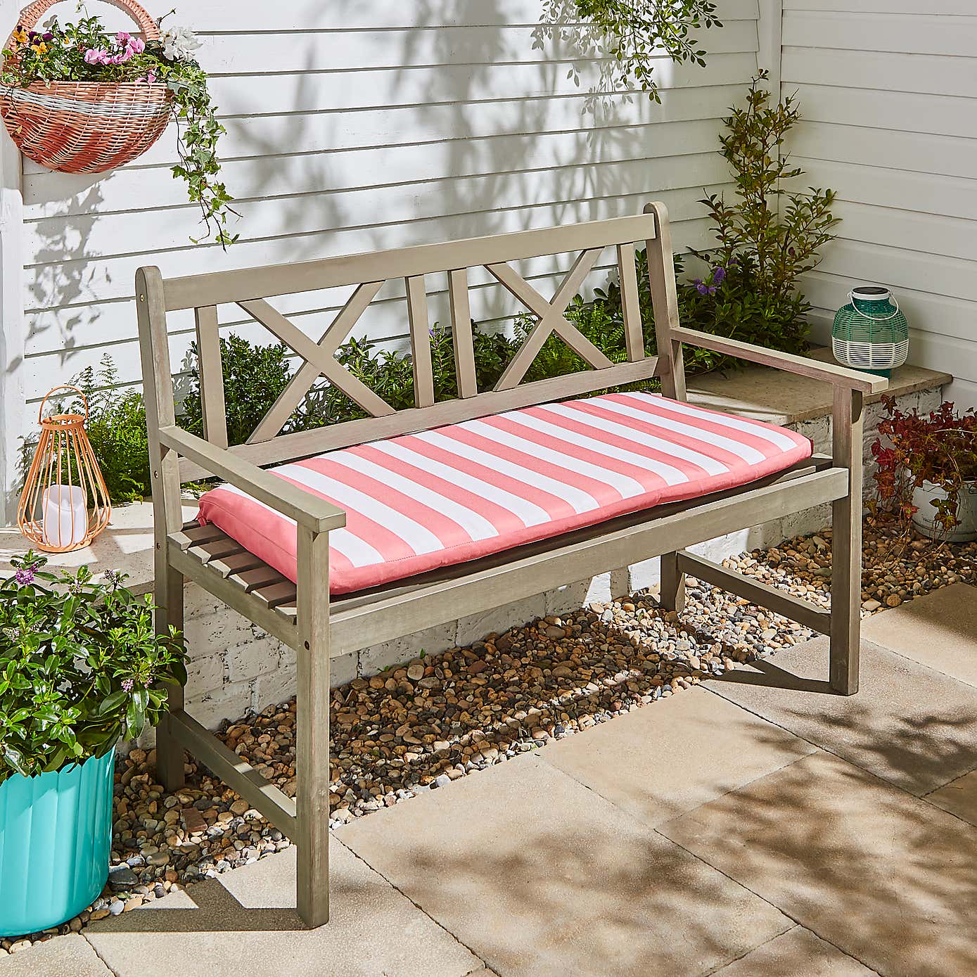 Striped Outdoor Bench Pad