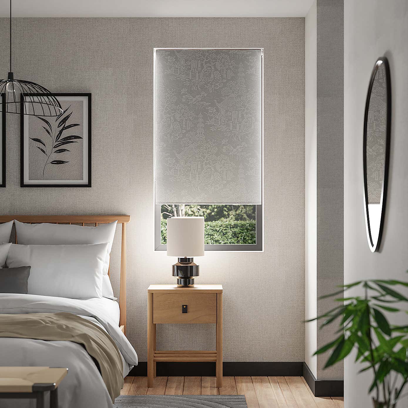 Japandi Pagoda Blackout Grey Roller Blind