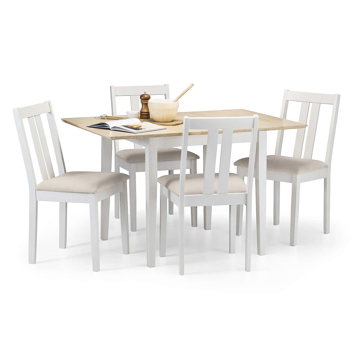Rufford Two Tone Dining Table and 4 Ivory Chairs