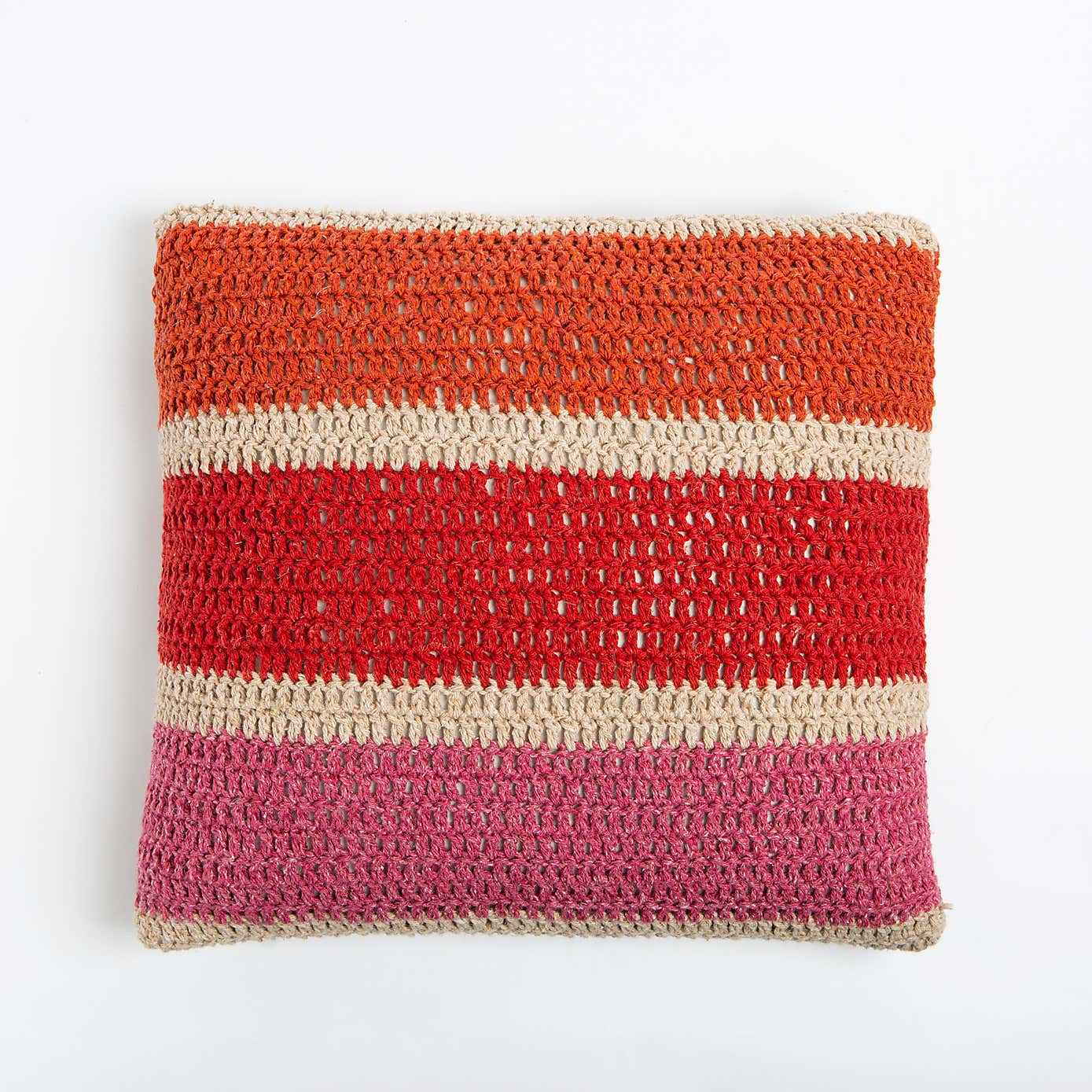 Wool Couture Rainbow Cushion Red Crochet Kit
