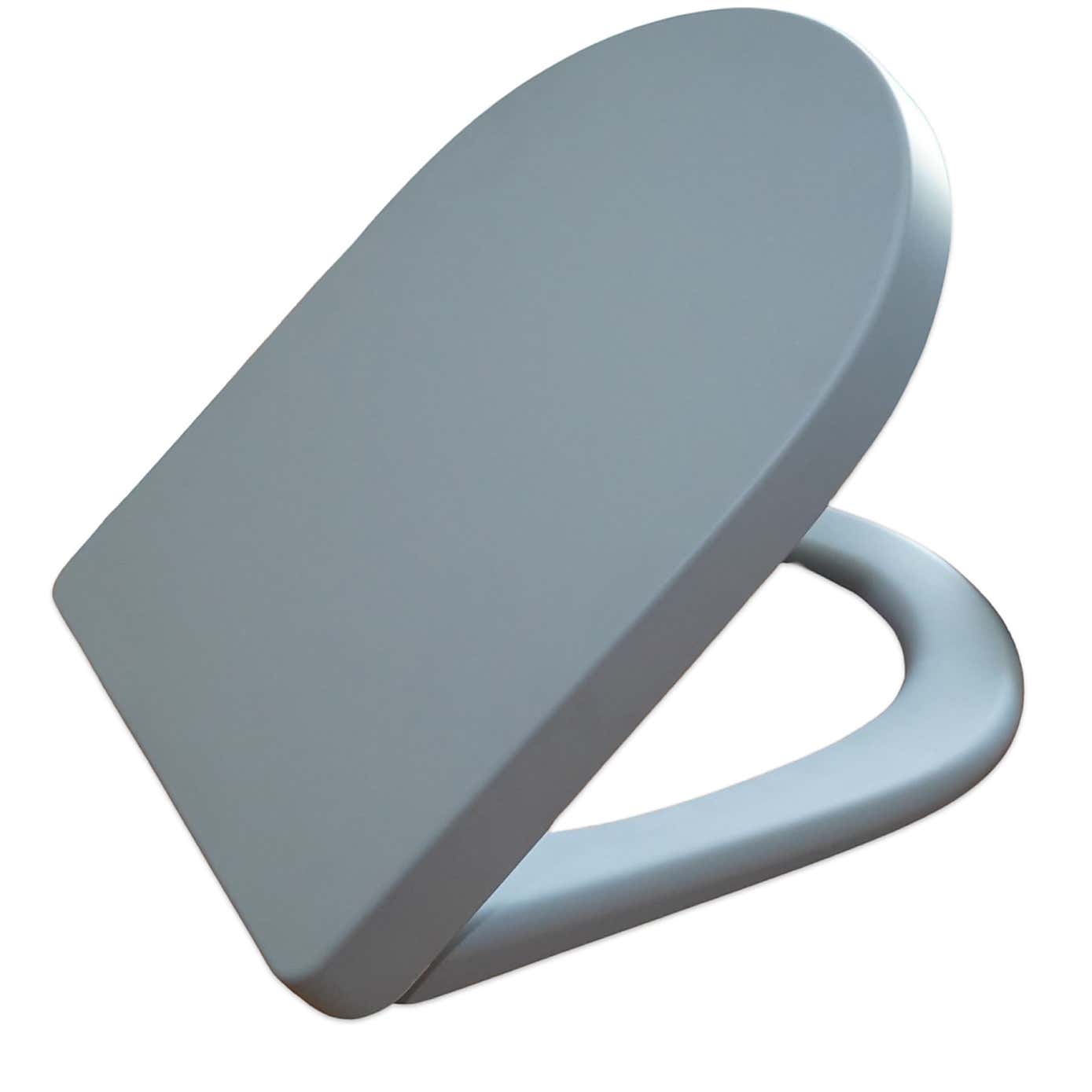 Thermoplast Dove Grey Soft Close D Shape Toilet Seat
